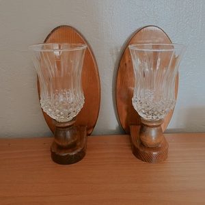 Vintage Glass Wall Candelabras